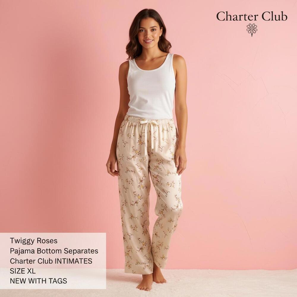 Charter Club Twiggy Roses Pajama Bottom Separates Size XL